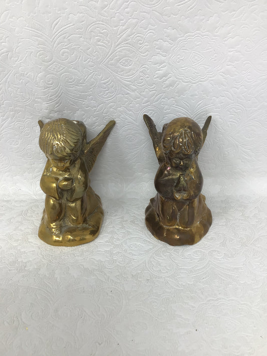 Set of 2 Brass Angel Taper Candle Holders