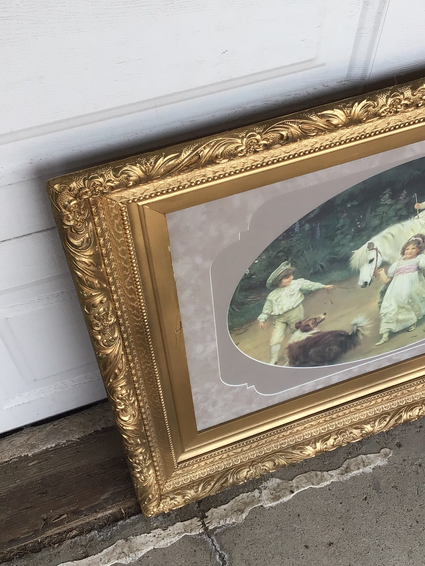 Vintage Framed Print Titled "Golden Hours" by Artist Arthur J. Elsley