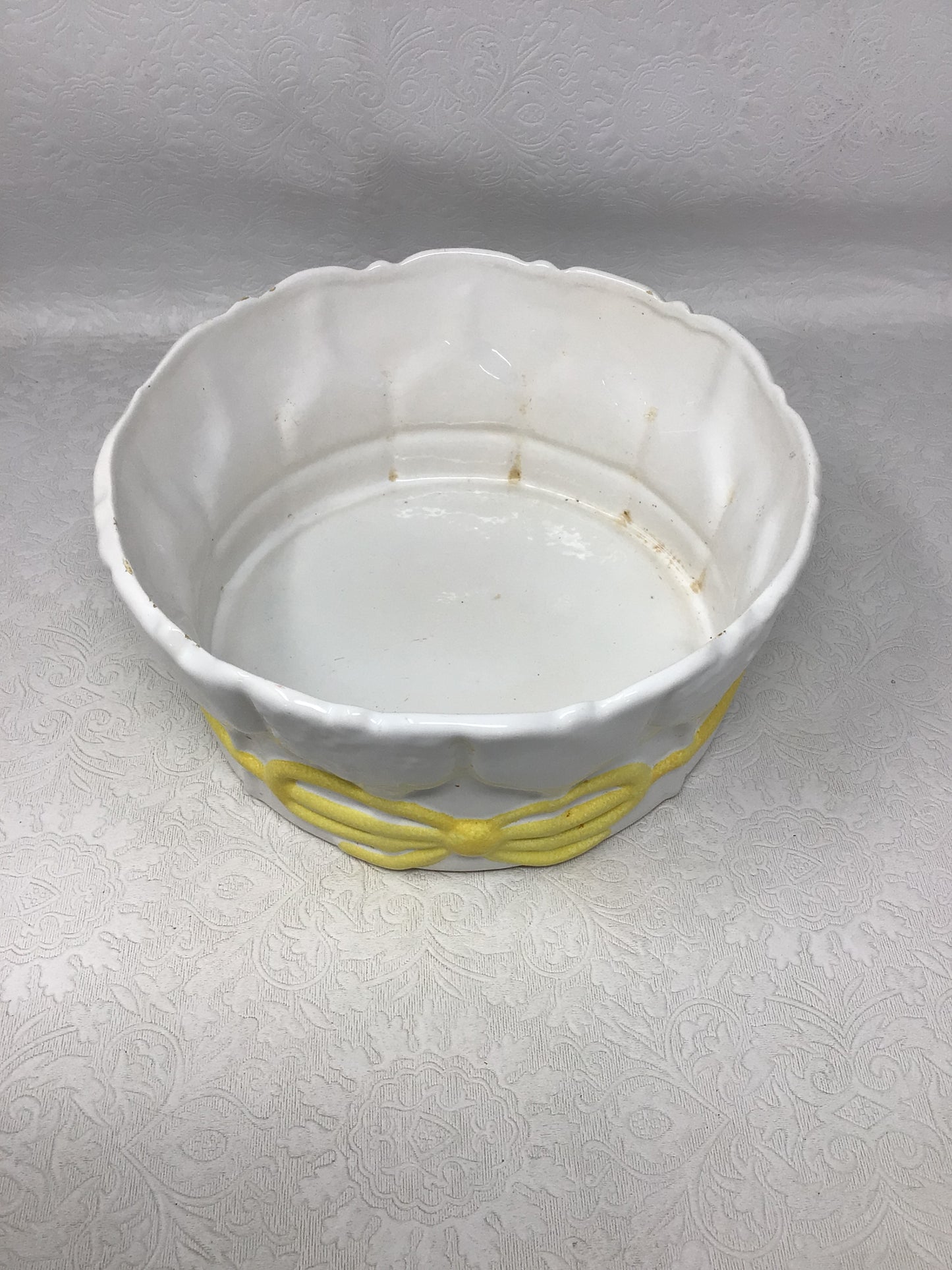 Vintage White Ceramic Basket-Weave Bowls