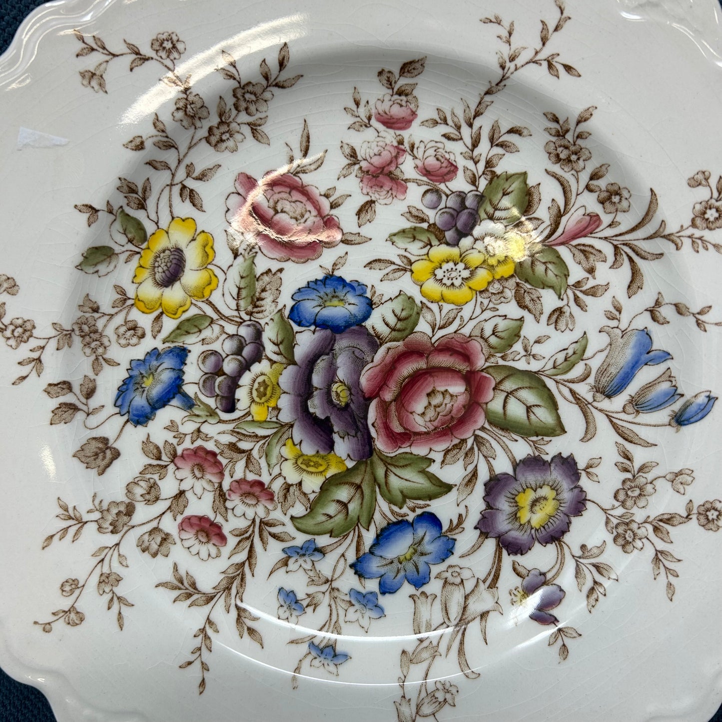 Vintage Crown Ducal Ware Wilmslow Hand Coloured Floral Plate