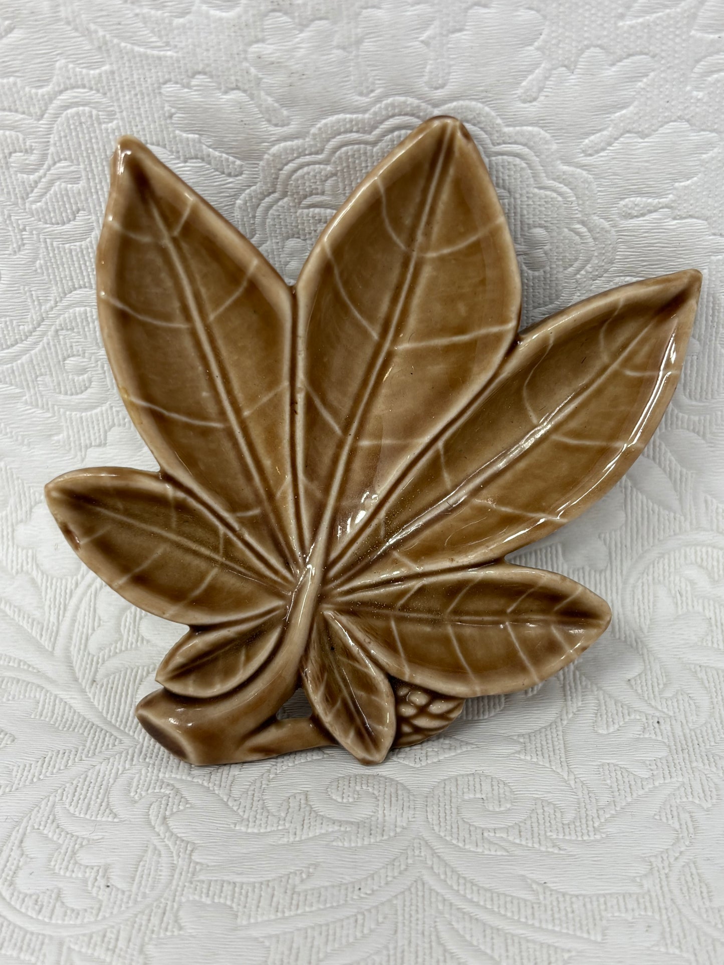 Set of 2 Wade Brown Leaf Dishes