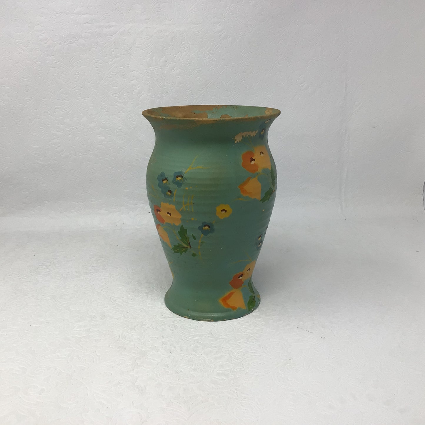 Croma Shaped Floral Pottery Vase