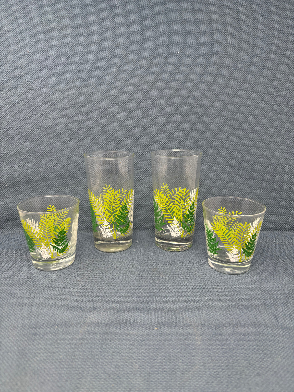 Set of 4 Leaf Pattern MCM Glasses