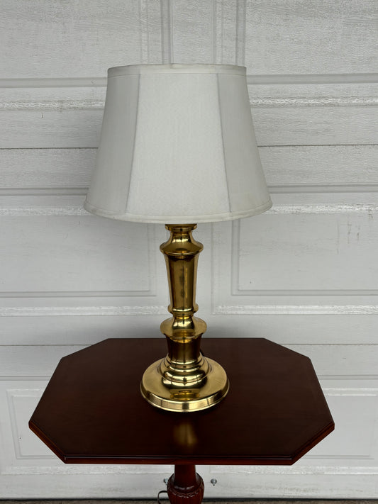 Vintage Stiffel Style Gold Lamp With White Shade