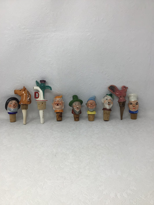 Set of 9 Vintage Ceramic Wine Pourers