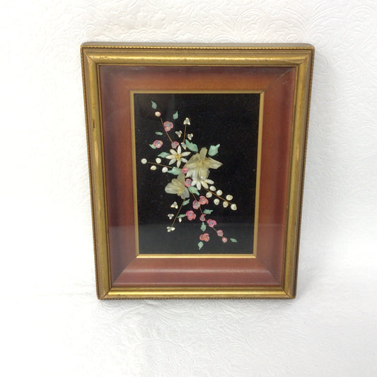 Framed Seashell Flower Art In Shadowbox