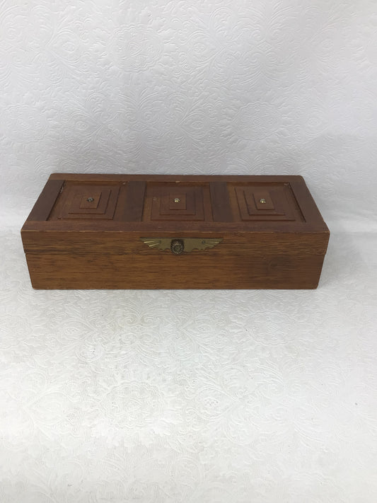 Vintage Wooden Art Deco Look Jewelry Box