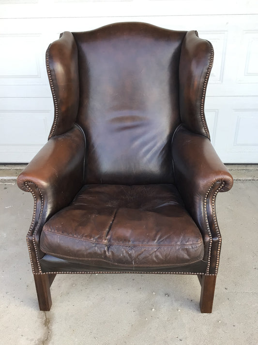 Leather Wing Back Armchair
