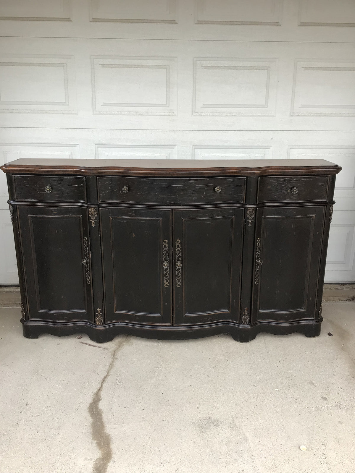 Dark Finished Serpentine Front Sideboard
