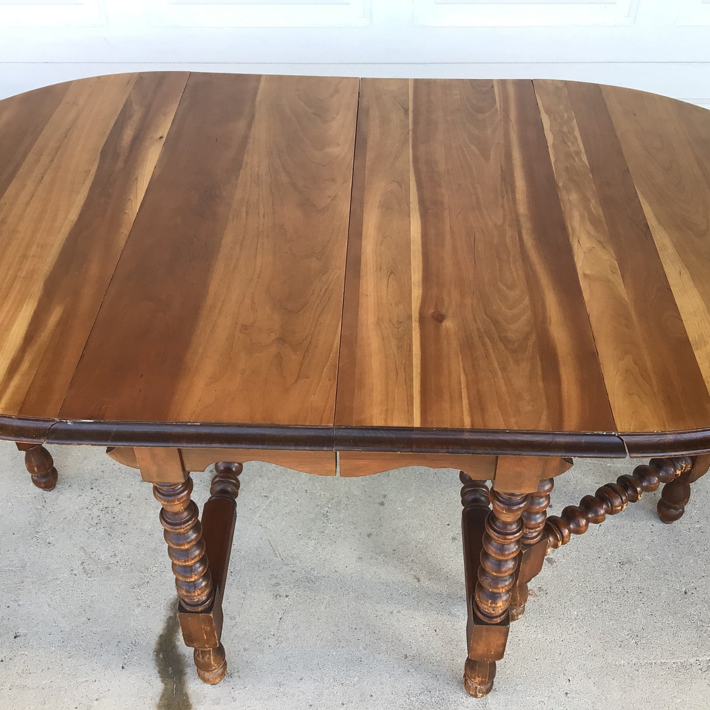 Antique 1920’s Rejuvenated Barley Twist Oak Gateleg Table With Drop Leaf