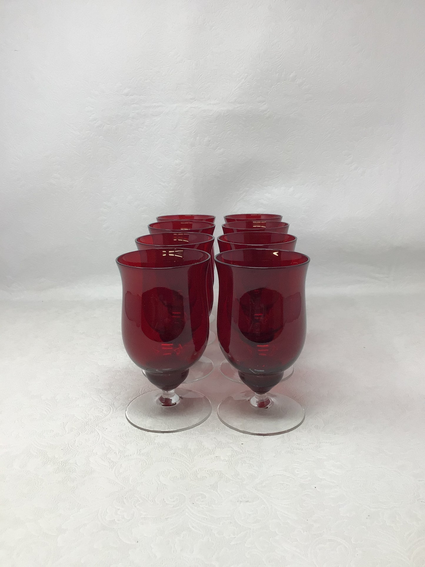 Ruby Red Goblets, Set of 8