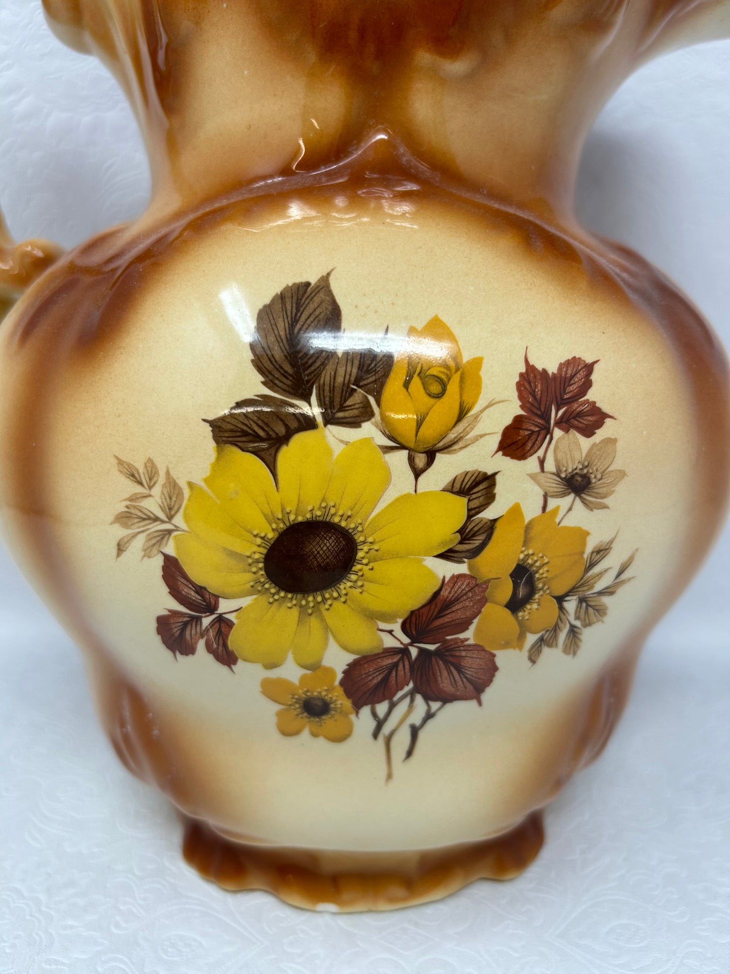 Vintage Yellow Flower Pitcher and Basin Set