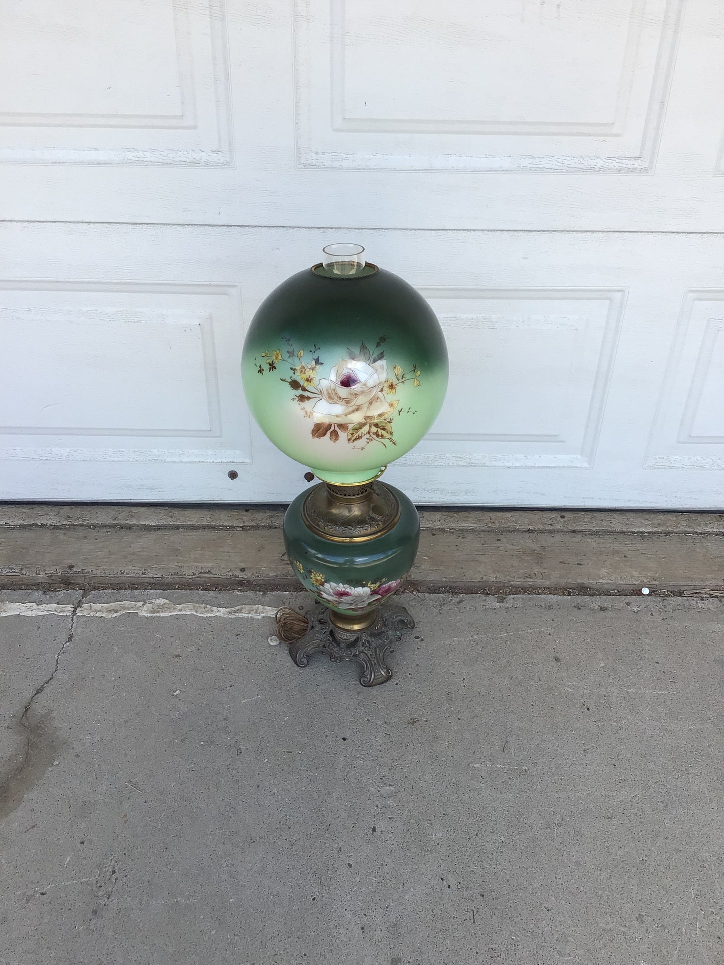 Antique Electrified Oil Lamp