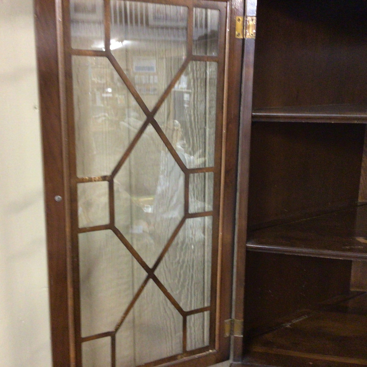 Dark Brown Wooden Glass Cabinet