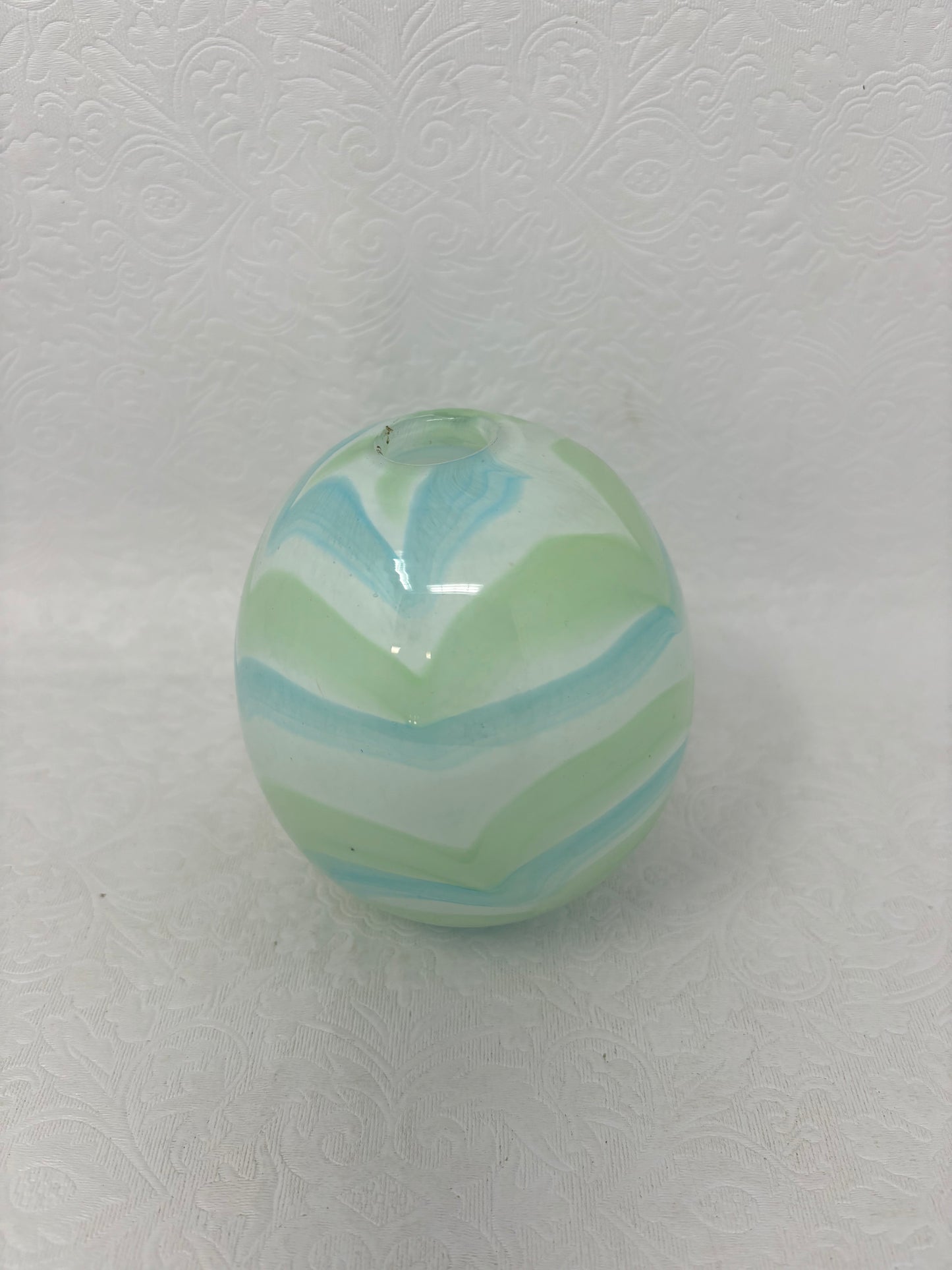 TOZAI Home Glass Bud Vase With Turquoise & Green Swirl