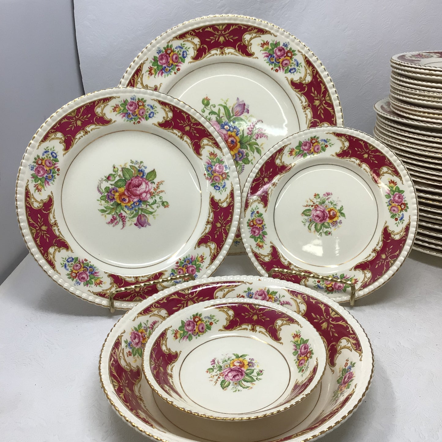 “Rosita” Dinnerware 18k Gold Rimmed 62 pc Set