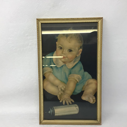 Vintage Print Of “Ten Little Fingers, Ten Little Toes” By Charlottes Becker In Frame.