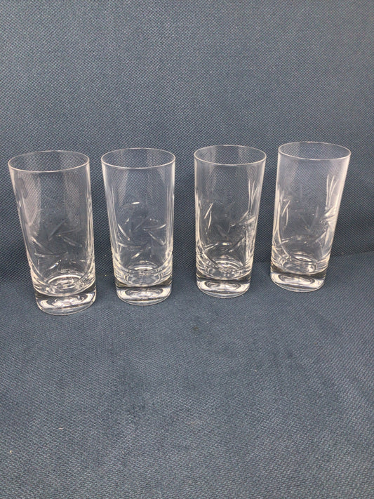 Set of 4 Cut Crystal Pinwheel Glasses