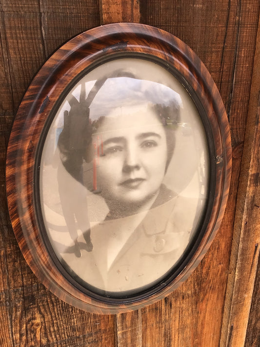 Vintage Oval Portrait Frame of Young Woman