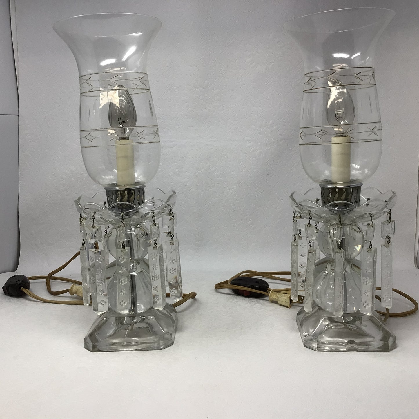 Vintage Crystal Hurricane Lamp