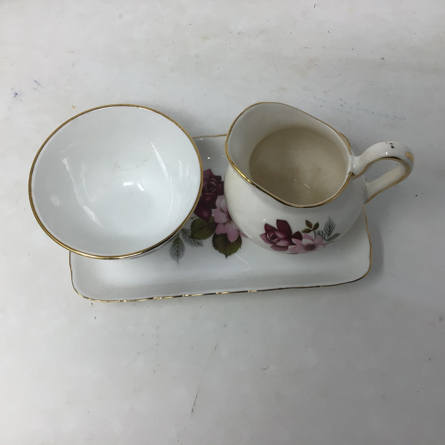 Vintage Delphine Bone China Cream and Sugar Set