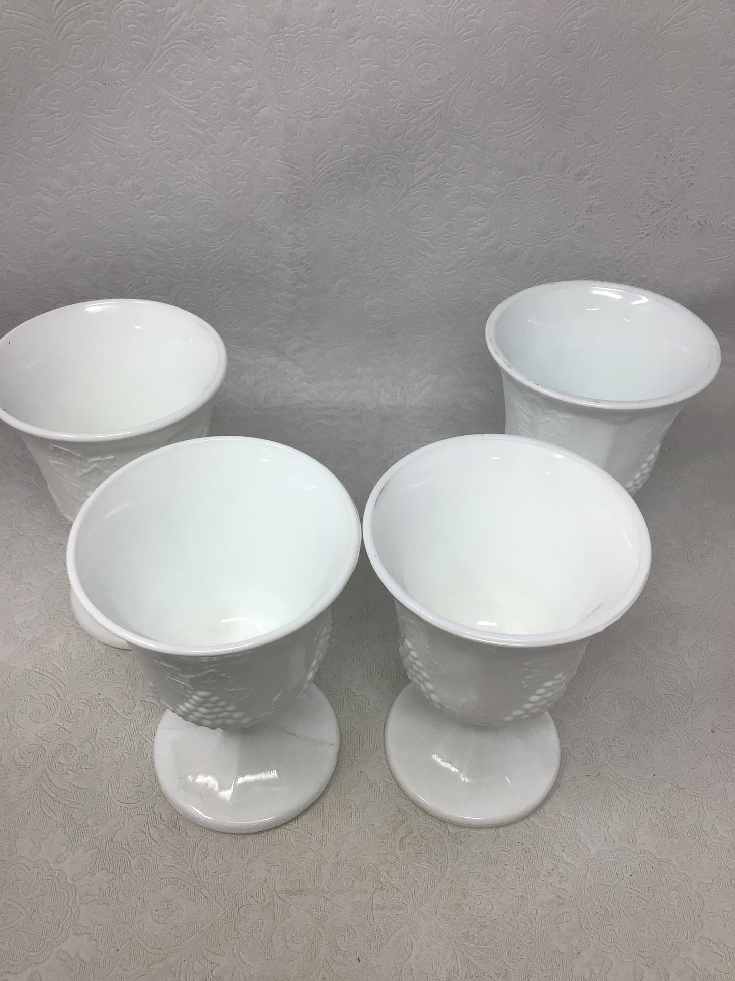 Set of 4 Vintage Milk Glass Goblets