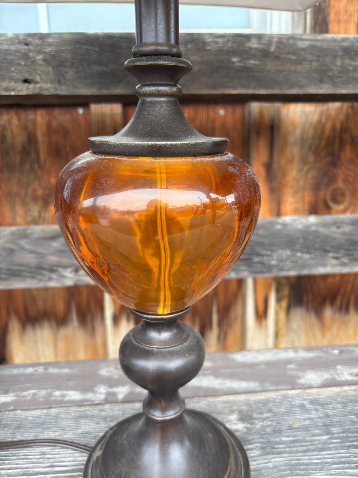 Amber Glass Table Lamp