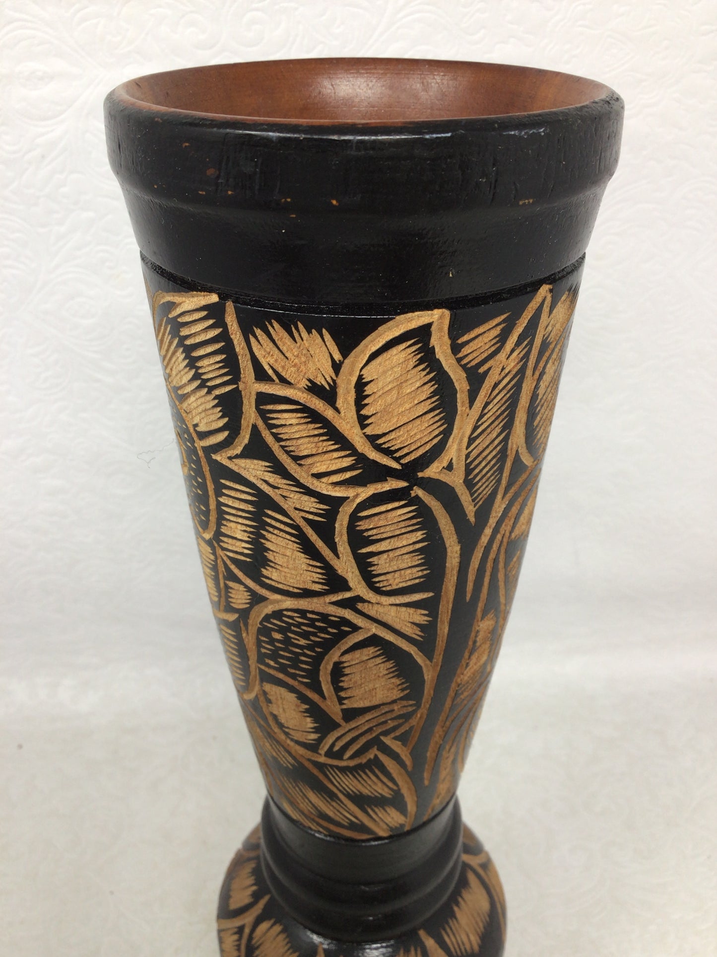 Vintage Hand-Carved Wooden Vase