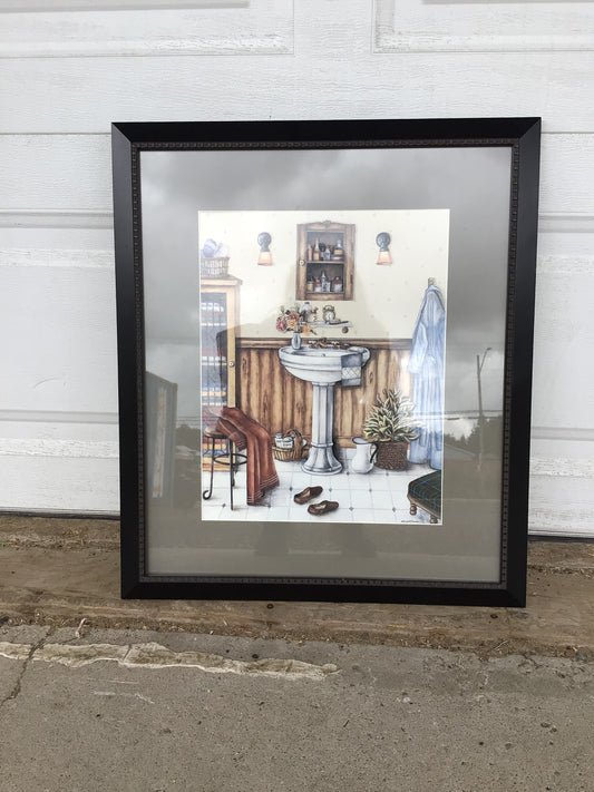 “His Bathroom” Print with Frame