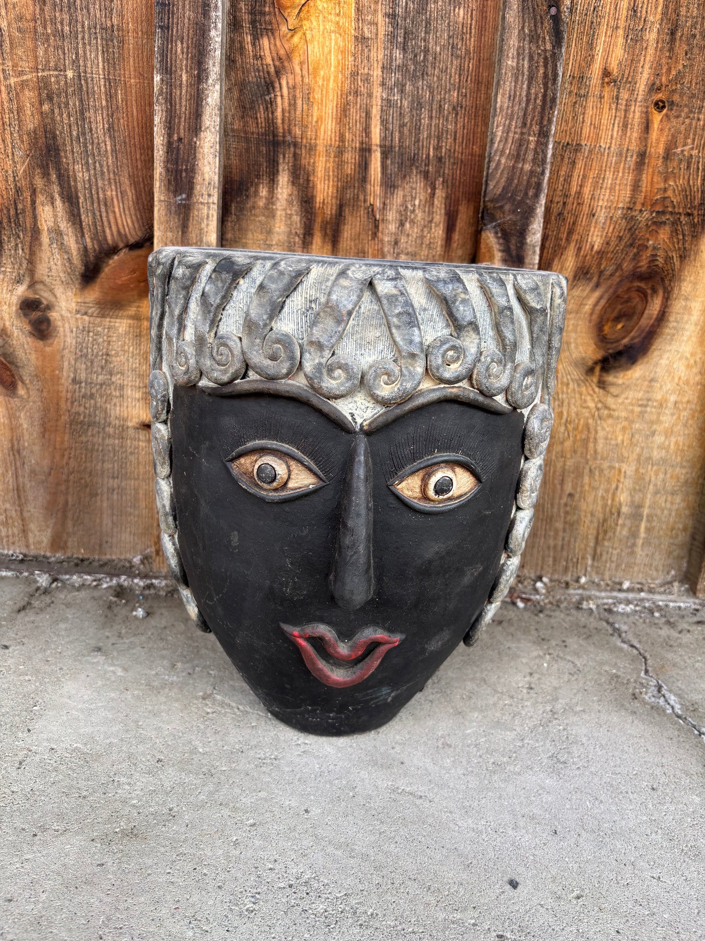 Mexican Terracotta Folk Art Face Planter