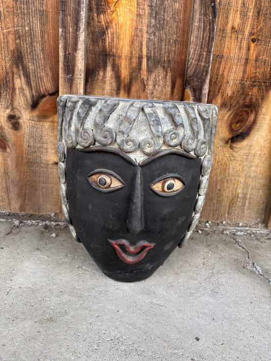 Mexican Terracotta Folk Art Face Planter