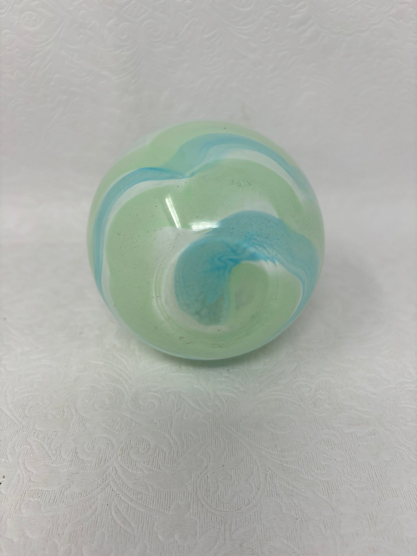 TOZAI Home Glass Bud Vase With Turquoise & Green Swirl