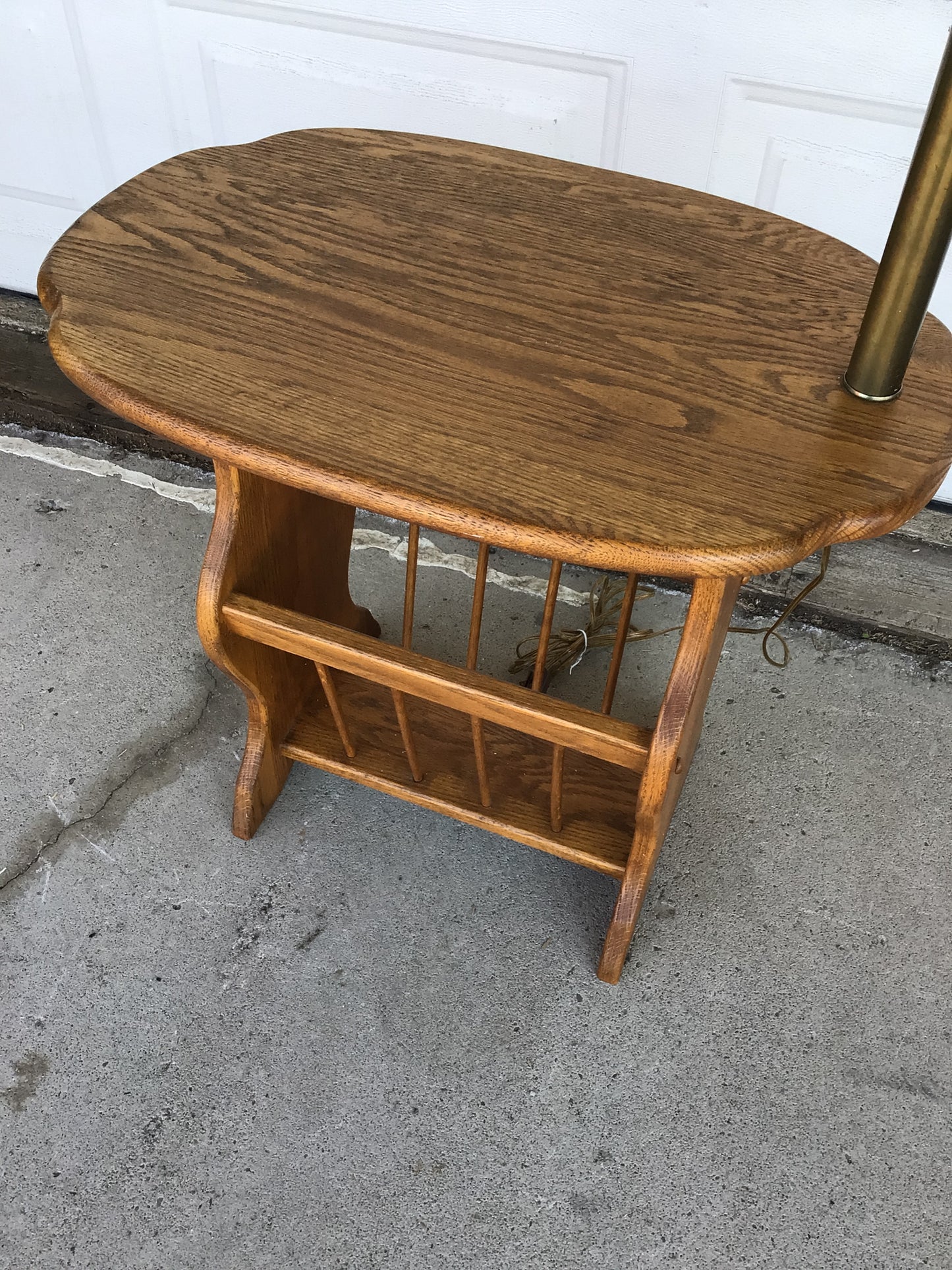Vintage Wooden Side Table and Lamp
