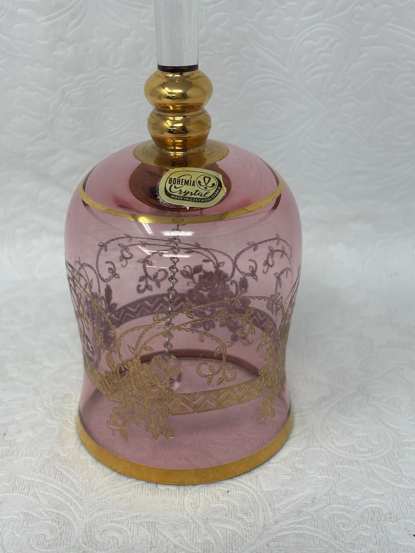 Bohemian Crystal Cranberry Glass Bell