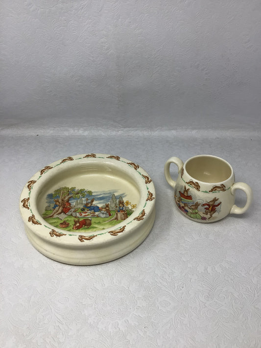Royal Doulton Bunnykins Baby Dish and Cup