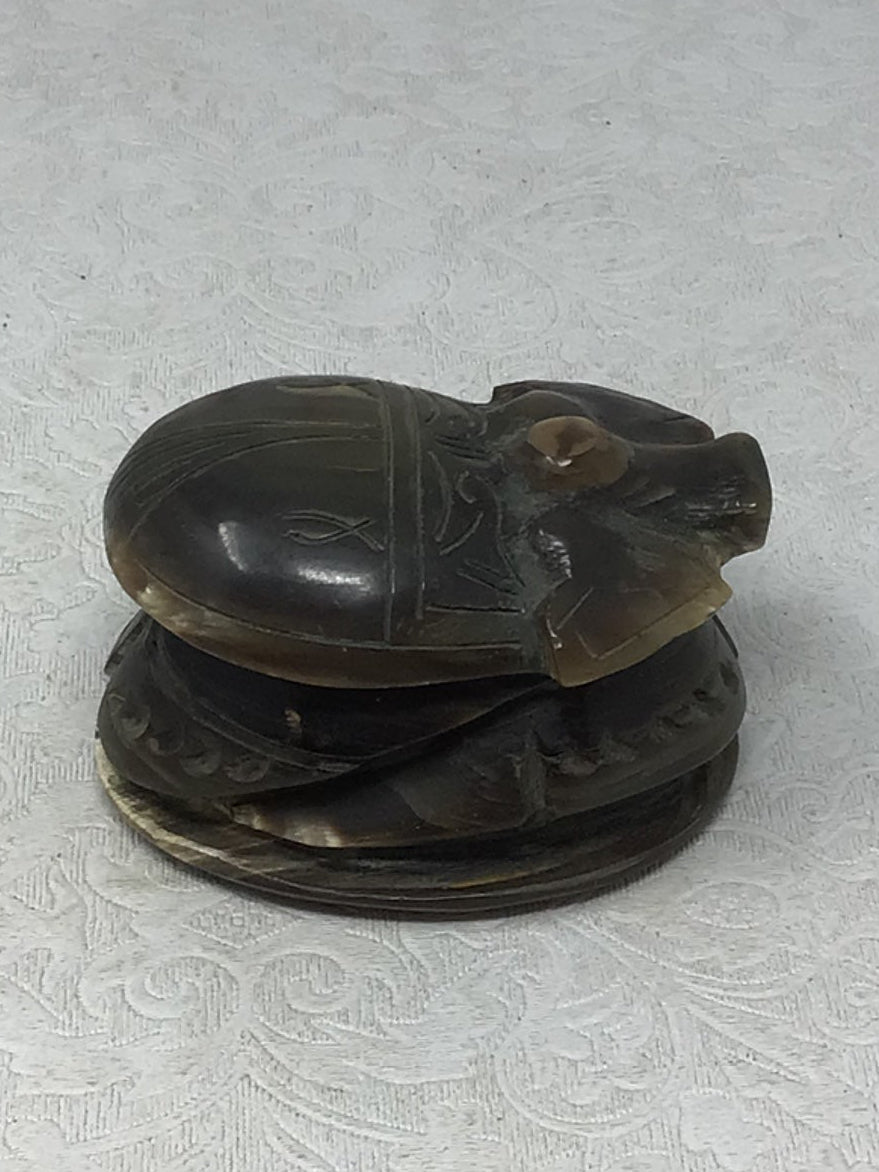 Vintage Egyptian Hand-Carved Horn Scarab Beetle