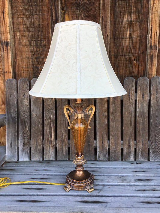 Amber Glass Urn Style Table Lamp