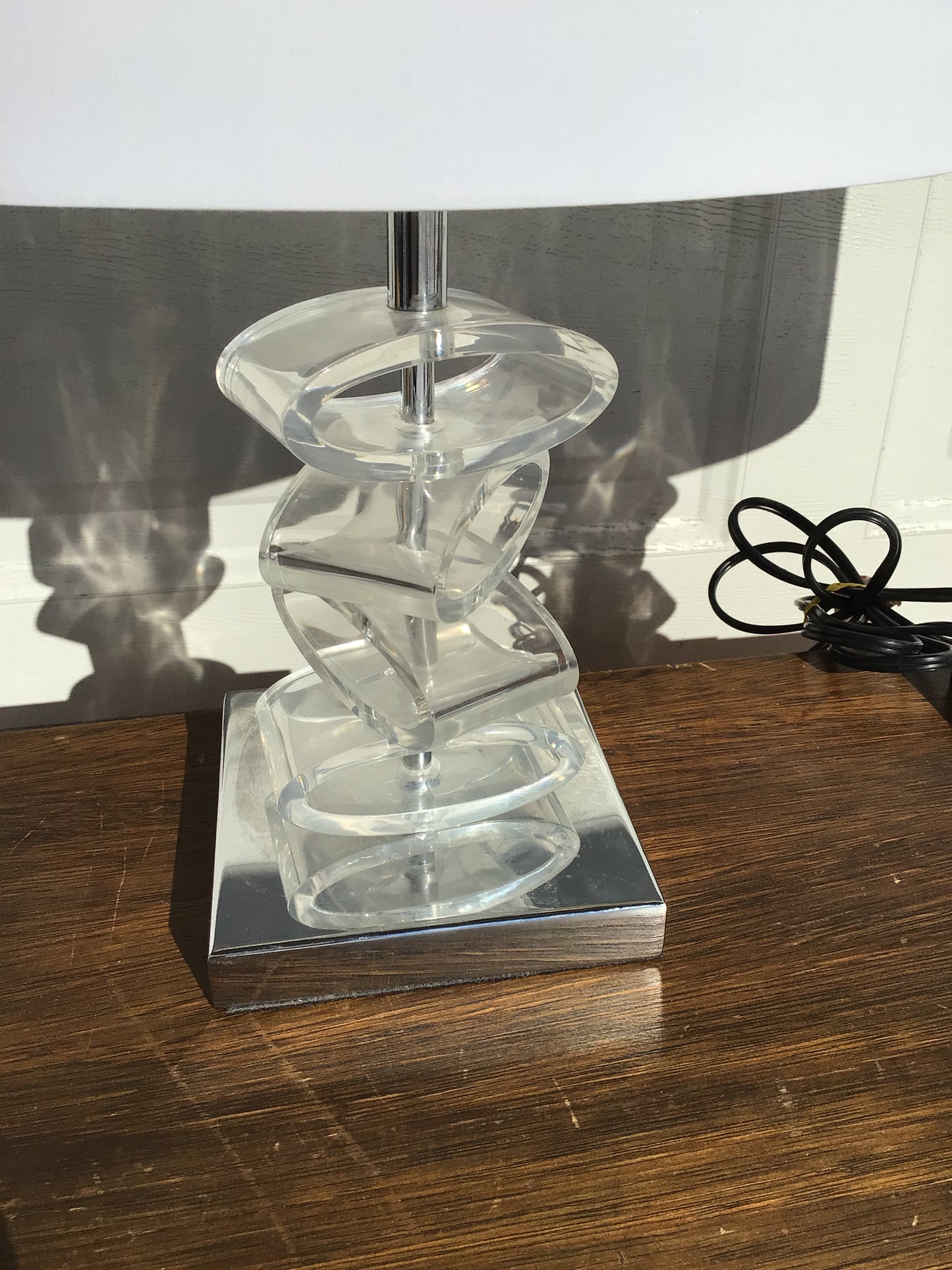 Pair of Clear Acrylic Table Lamps.