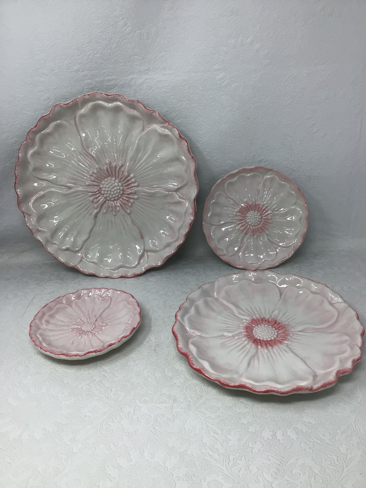 Pink Poppy Ceramic Plate Set