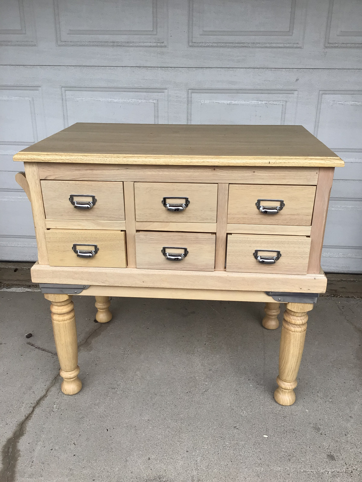Light Wood Apothecary-Style Kitchen Island