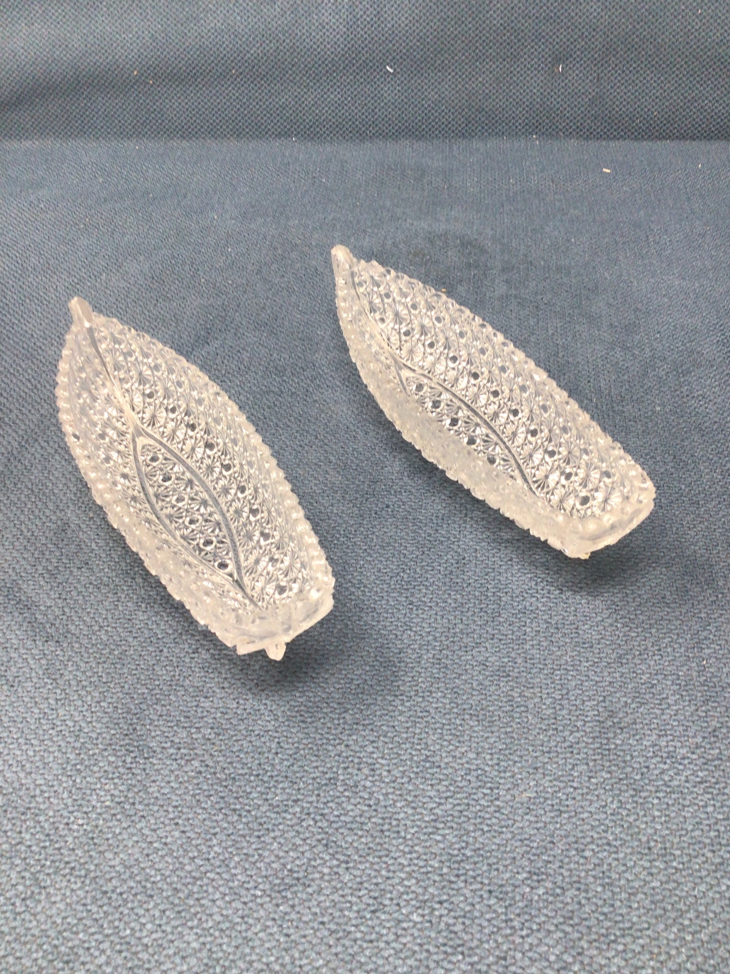 Set of 2 Pressed Glass Trays