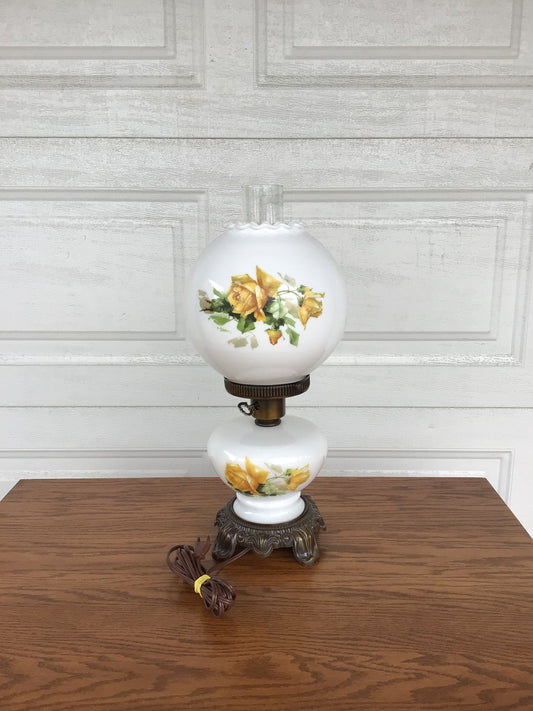 Yellow Rose Hurricane Lamp