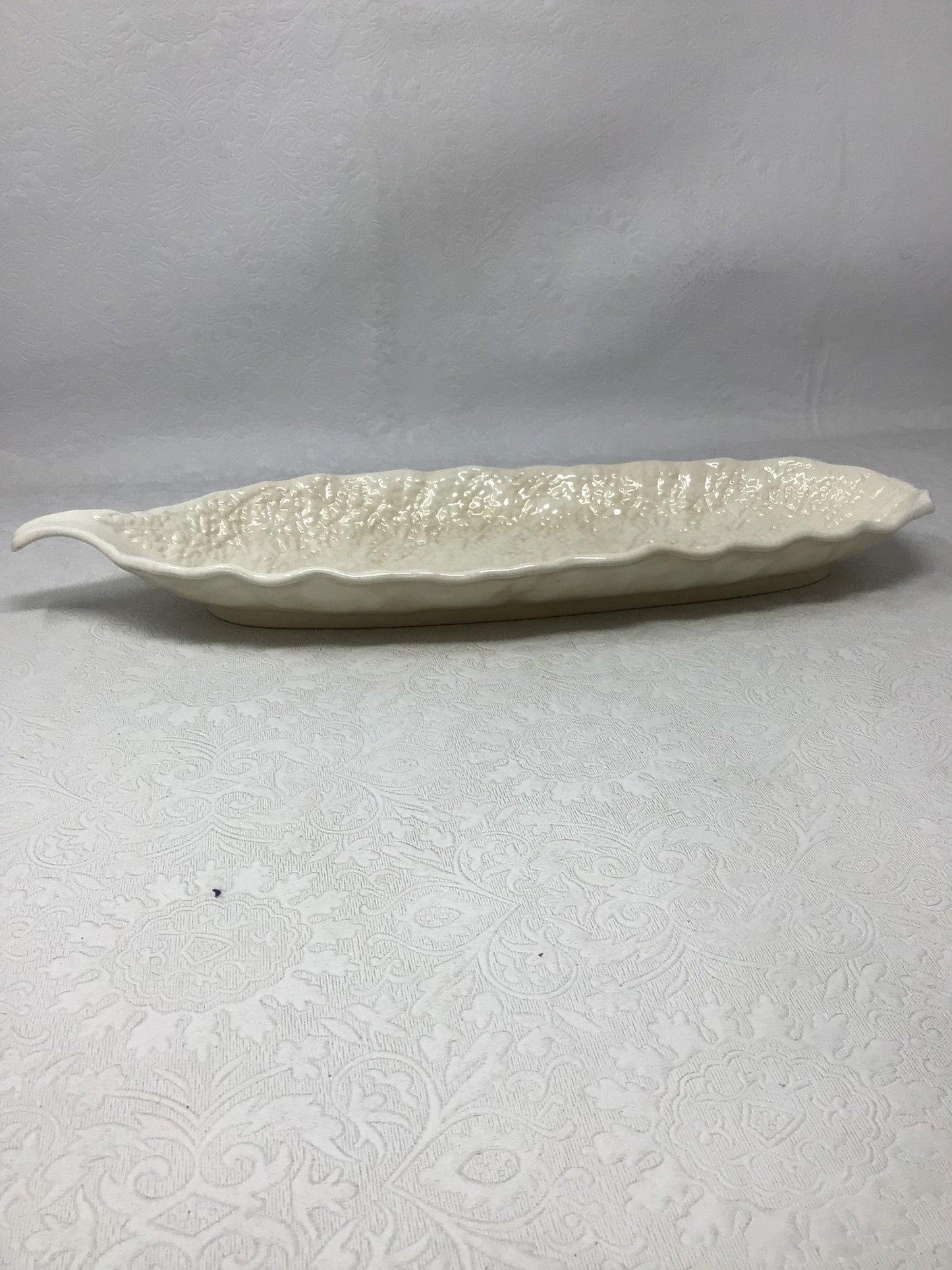 Vintage Spode Imperial Fancies White Porcelain Leaf Relish Platter