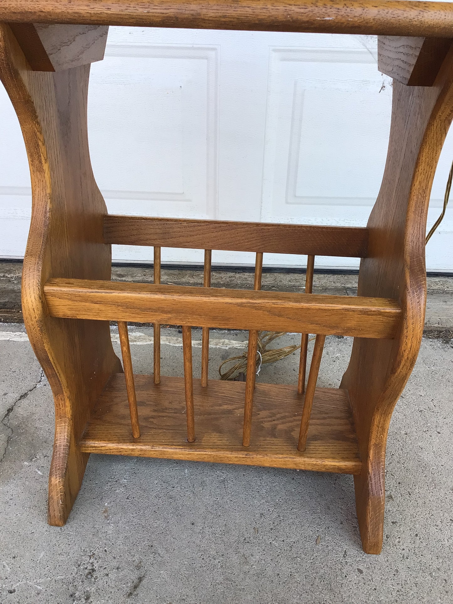 Vintage Wooden Side Table and Lamp