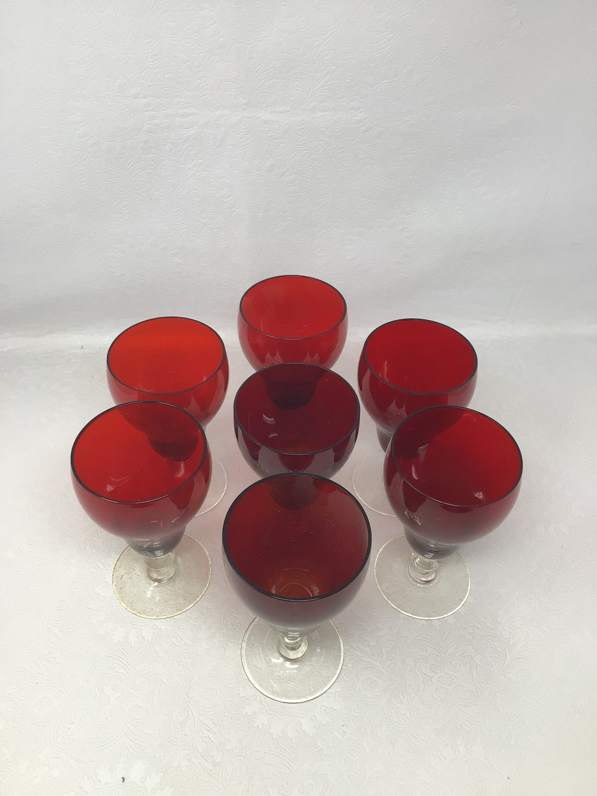 Set of 7 Ruby Red Water Goblets