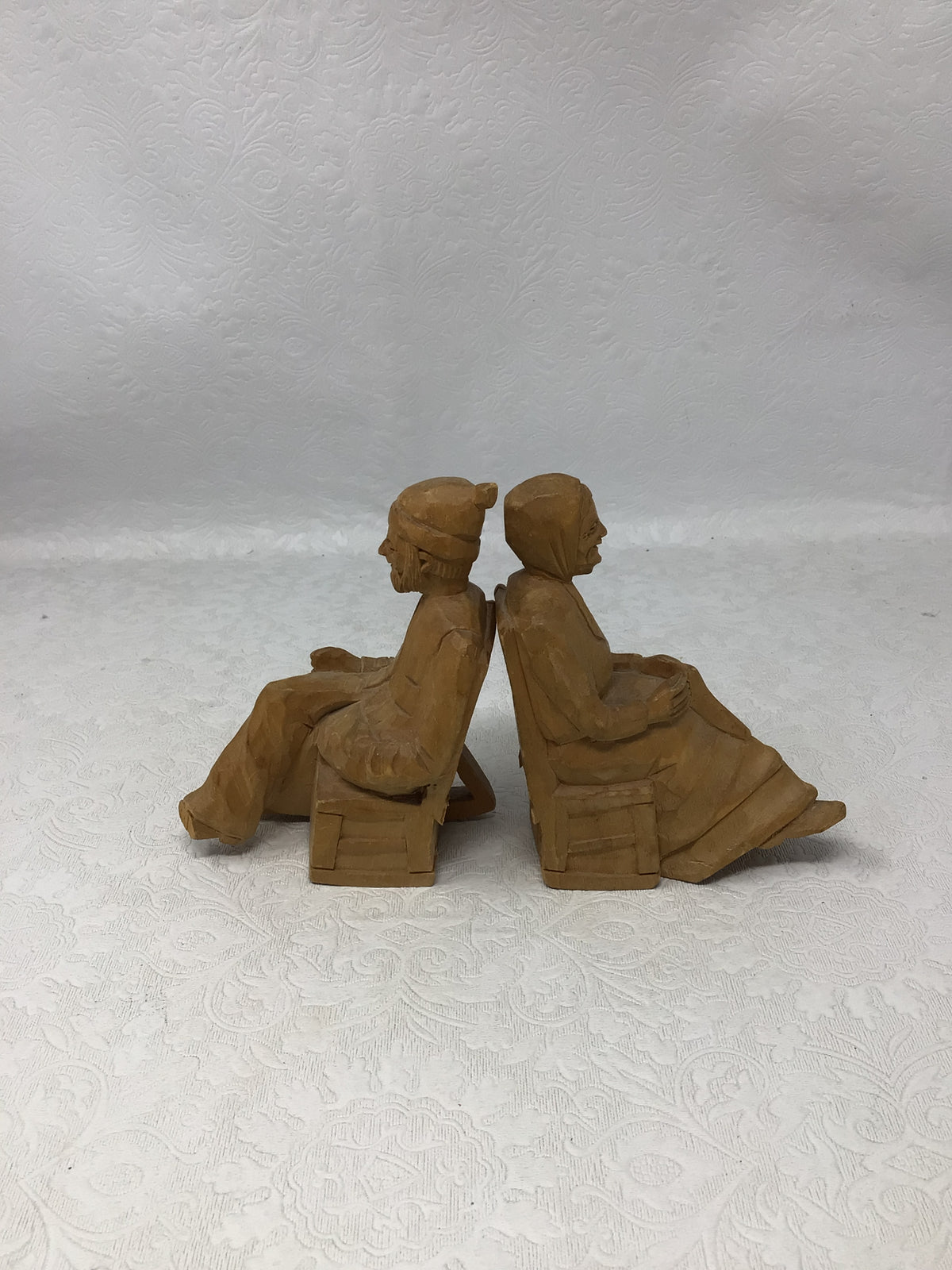 Pair of Vintage French-Canadian Quebec Folk Art Woodcarvings