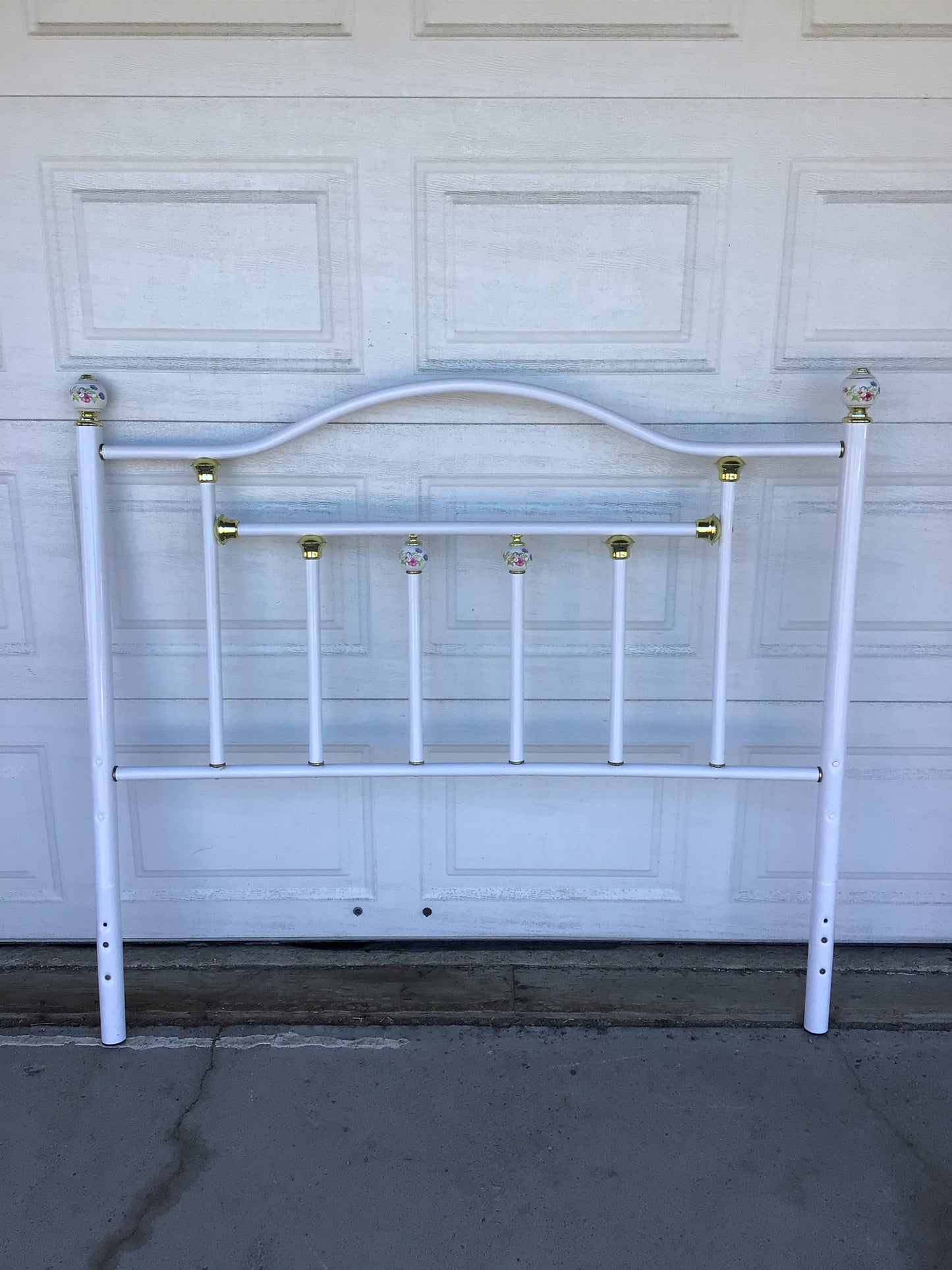 Vintage Headboard with Floral Porcelain Accents