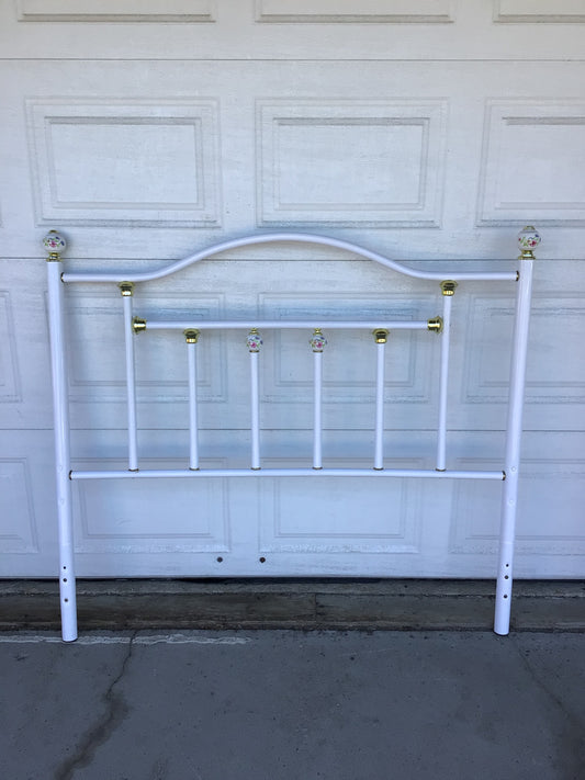 Vintage Headboard with Floral Porcelain Accents