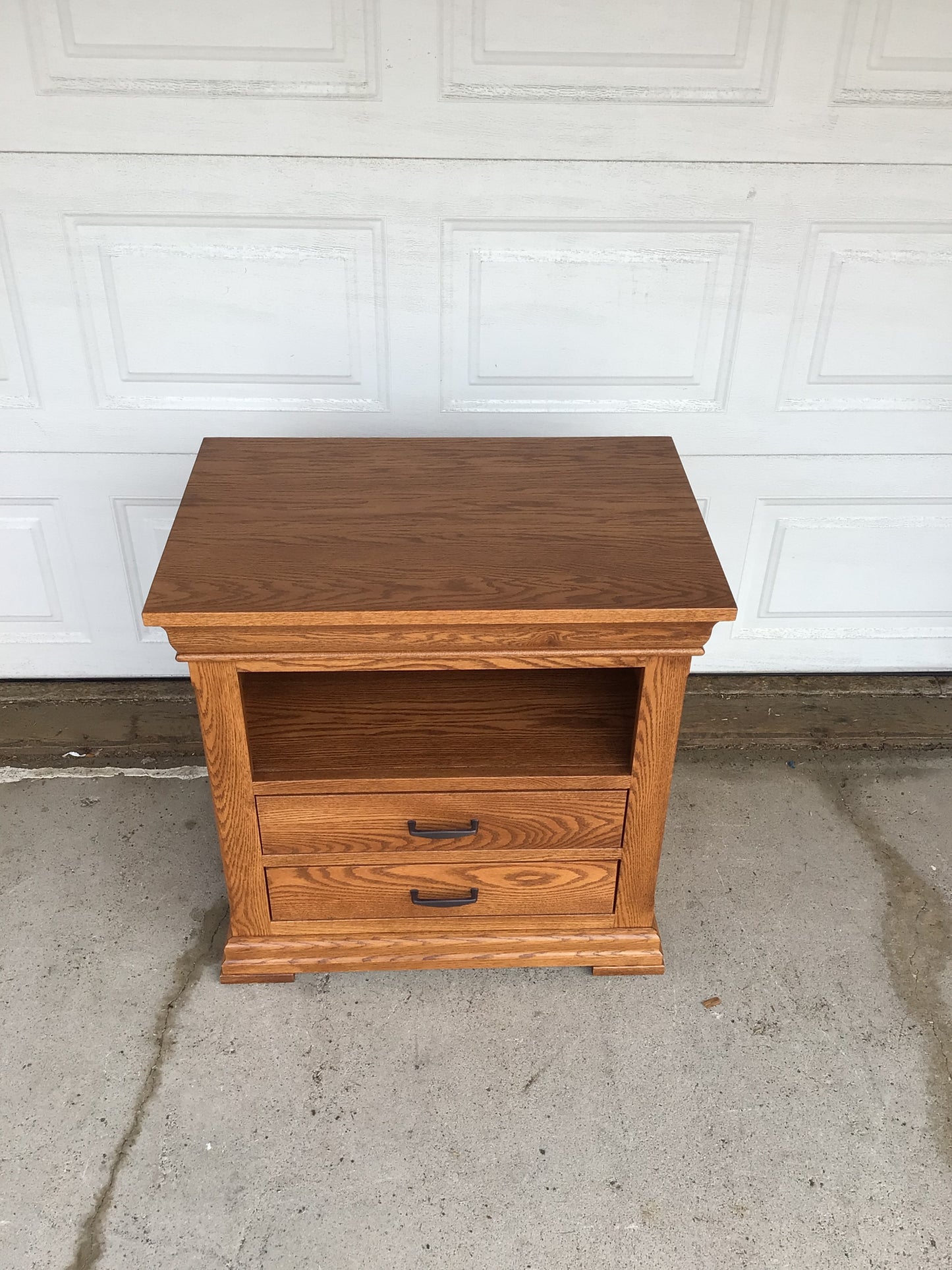 Open Shelf Oak Nightstand
