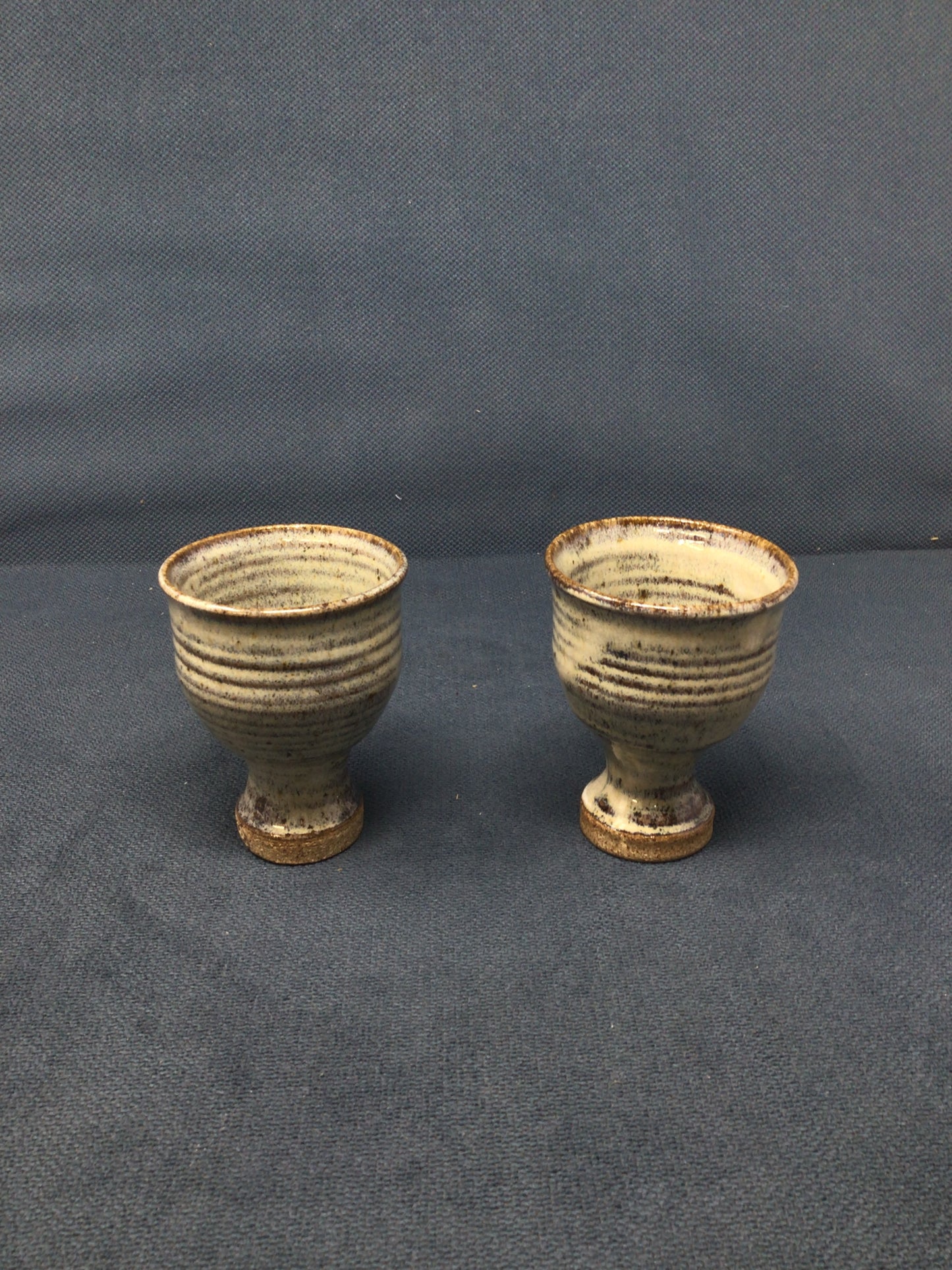 Pair of Handmade Studio Pottery Wine Goblets